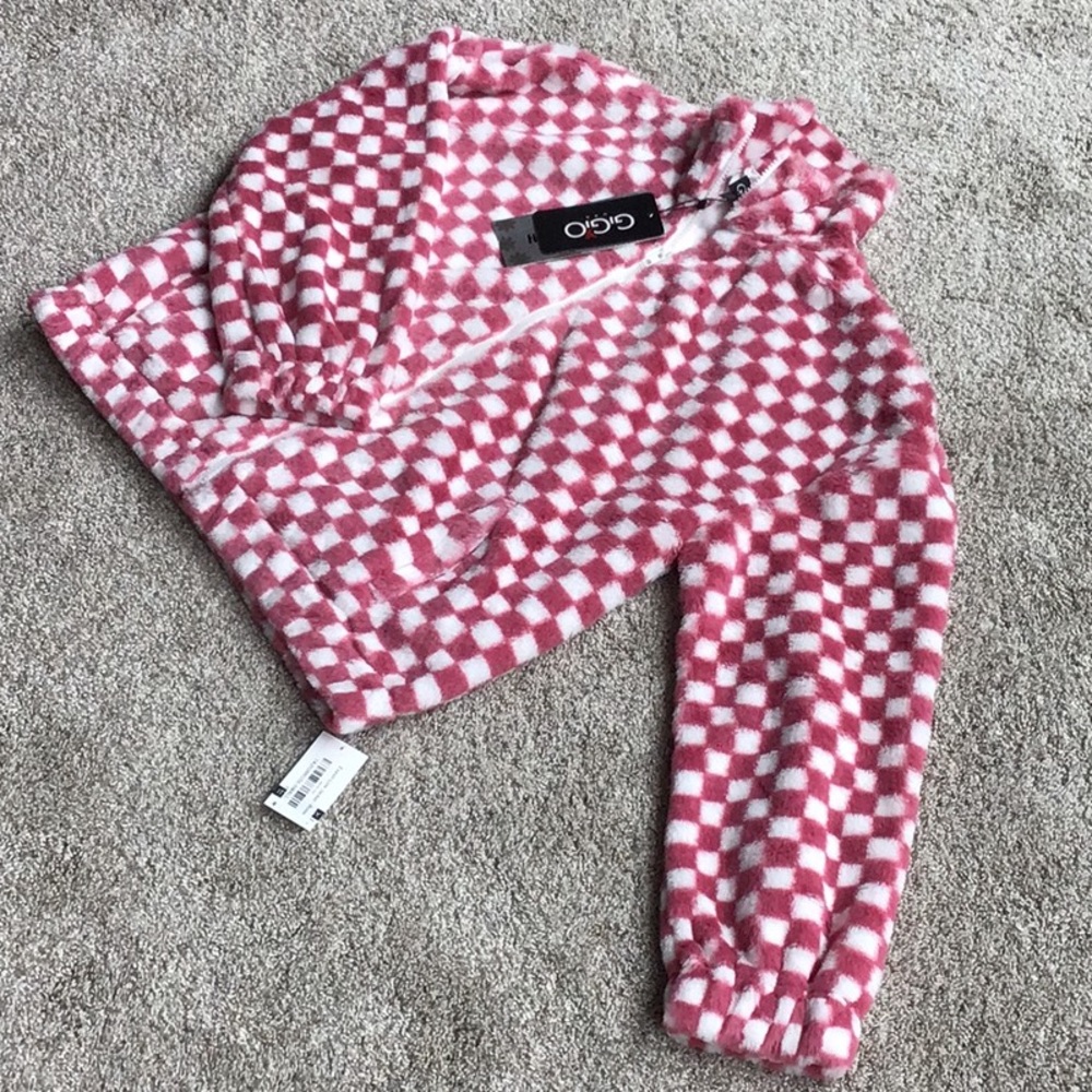 CHECKERED FLEECE JACKET - SMALL NWT